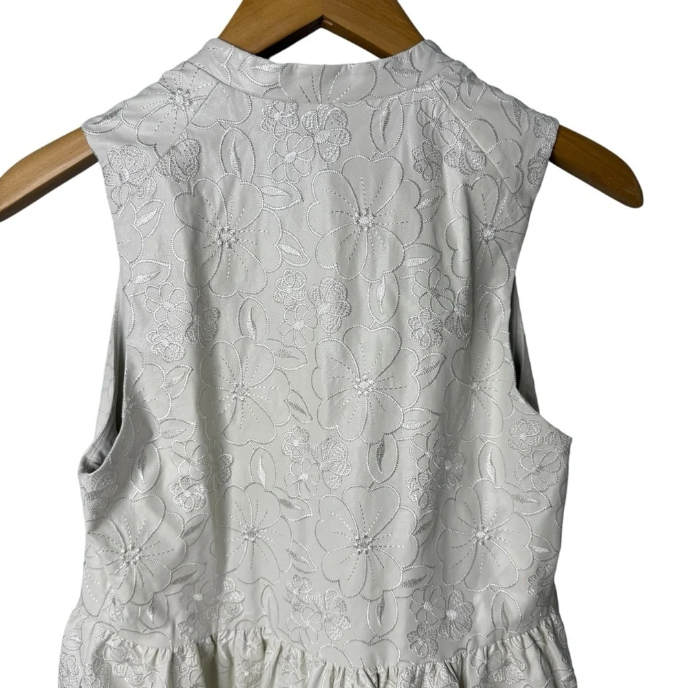 Amanda Uprichard Rylee Dress White Faux Leather Floral Size Small - Picture 7 of 8